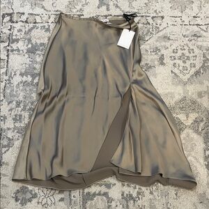 camilla & marc Asymmetrical Satin Skirt in Taupe